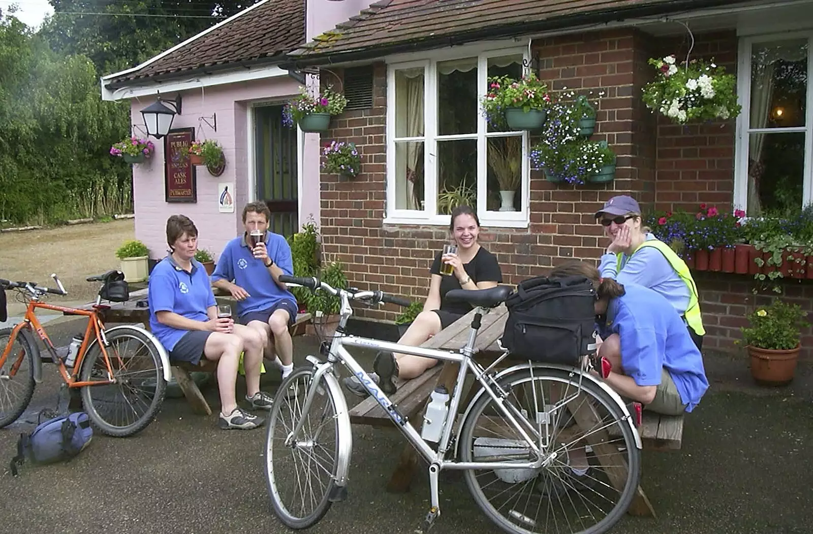 Pip, Apple, Jen and Sarah, from The BSCC Annual Sponsored Bike Ride, The Cottage, Thorpe St. Andrew, Norwich  - 18th July 2004