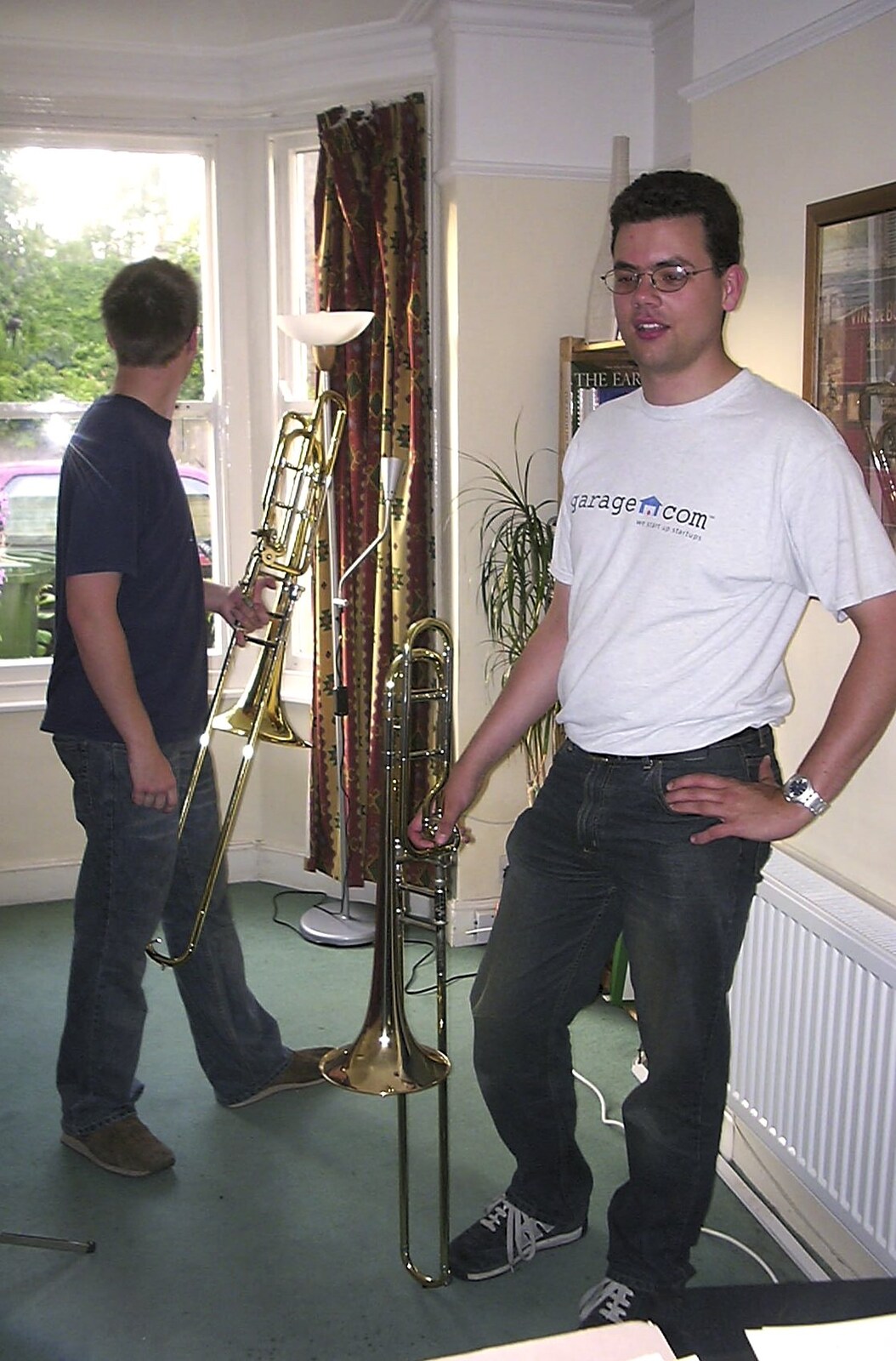 3G Lab at Jools Holland, Audley End, Saffron Walden, Essex - 25th July 2004: A couple of trombones in action