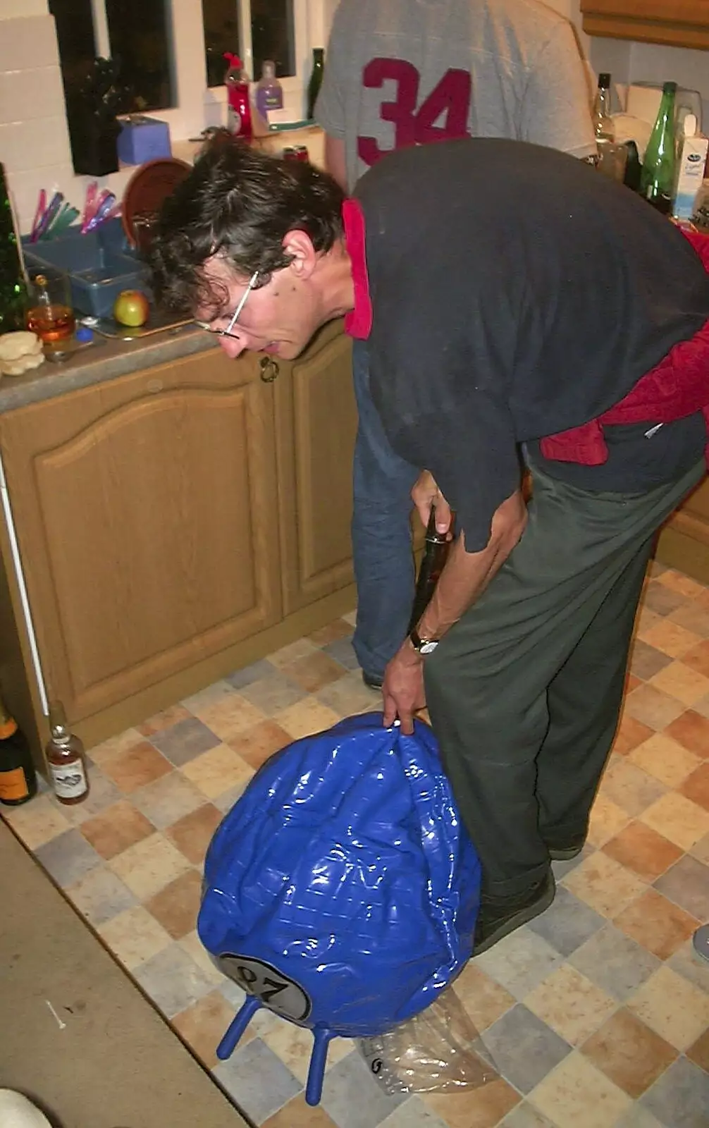A space hopper is prepared, from The BSCC in Debenham, and Bill's Housewarming Barbie, Yaxley, Suffolk - 31st July 2004