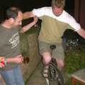Marc tries out a unicycle, The BSCC in Debenham, and Bill's Housewarming Barbie, Yaxley, Suffolk - 31st July 2004