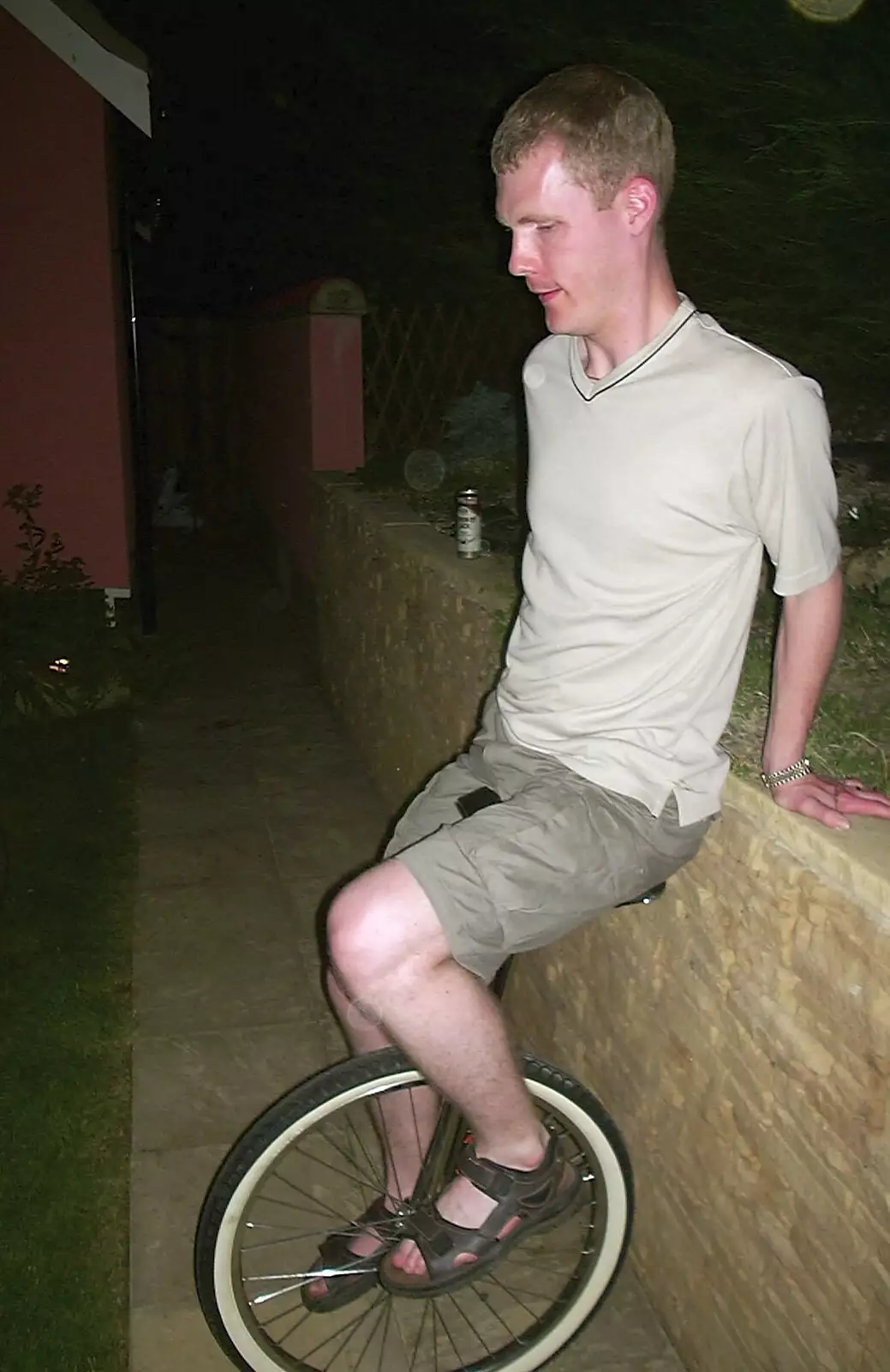 Andy has a unicycle, from The BSCC in Debenham, and Bill's Housewarming Barbie, Yaxley, Suffolk - 31st July 2004