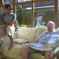 Jignesh and Hamish hang around, post barbeque, Cowes Weekend, Cowes, Isle of Wight - 7th August 2004