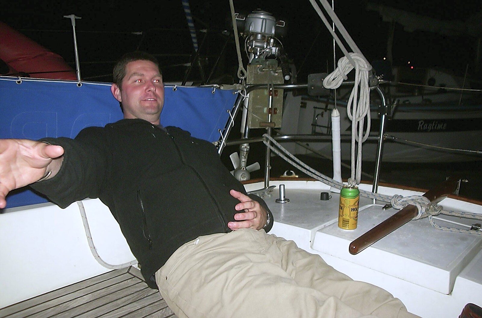 Sean kicks back on the yacht Drifter from Cowes Weekend, Cowes, Isle of Wight - 7th August 2004