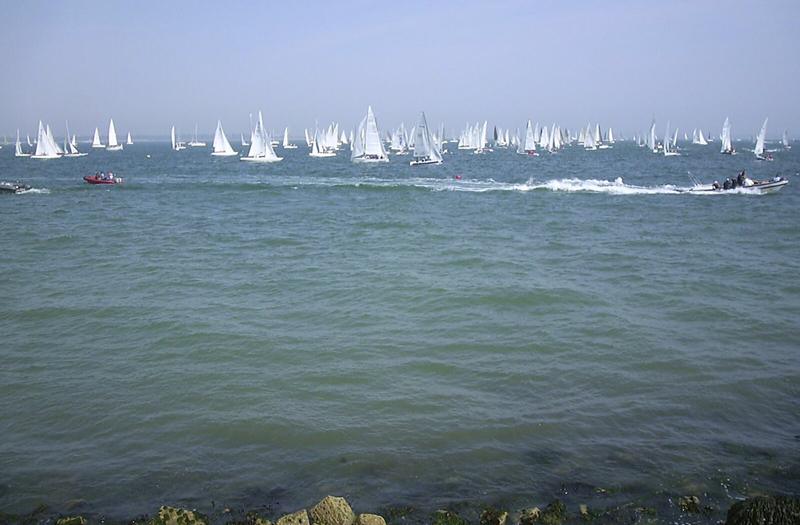 Some racing occurs from Cowes Weekend, Cowes, Isle of Wight - 7th August 2004