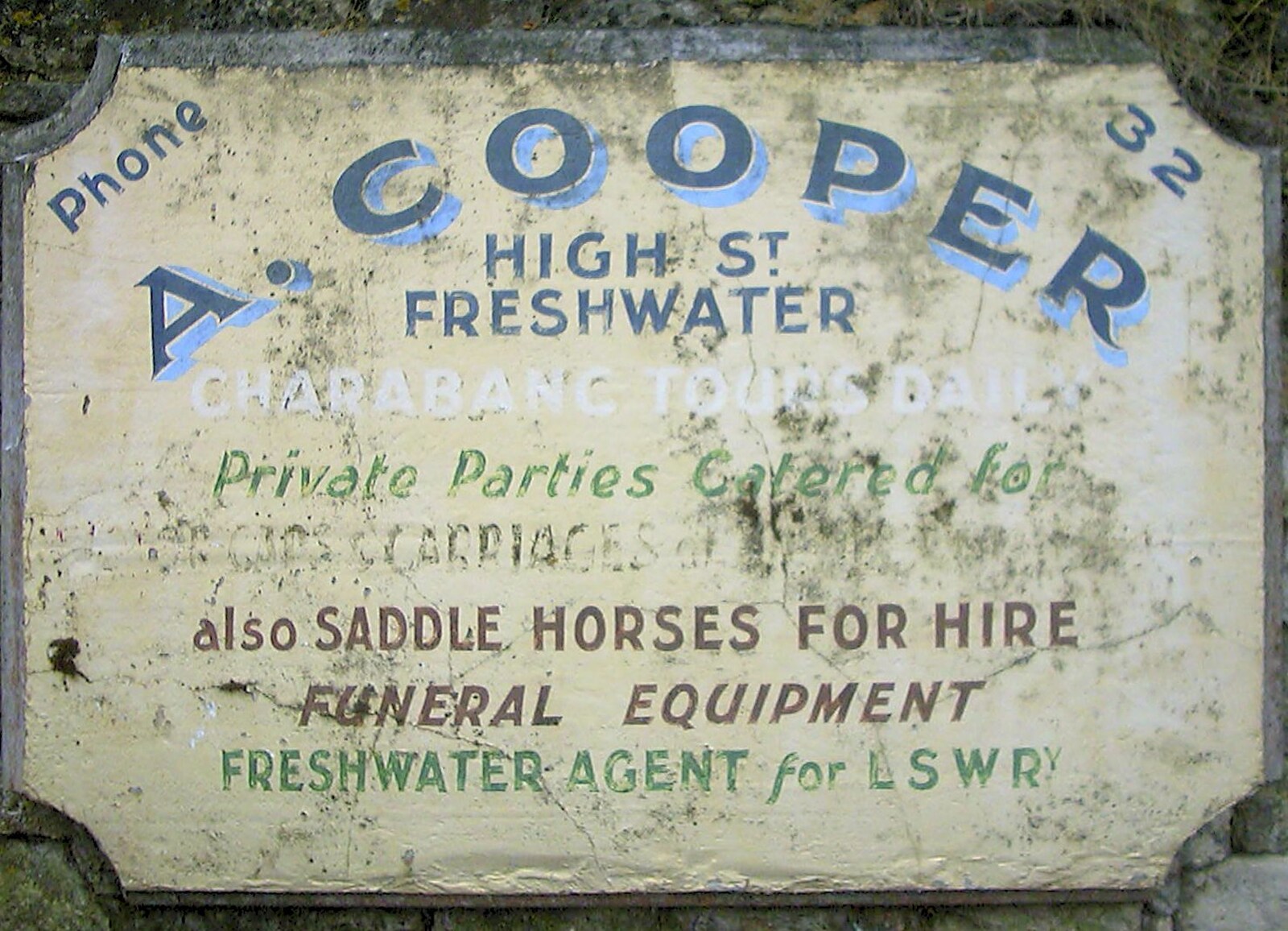 A possibly-1950s sign, featuring Charabanc tours from Cowes Weekend, Cowes, Isle of Wight - 7th August 2004