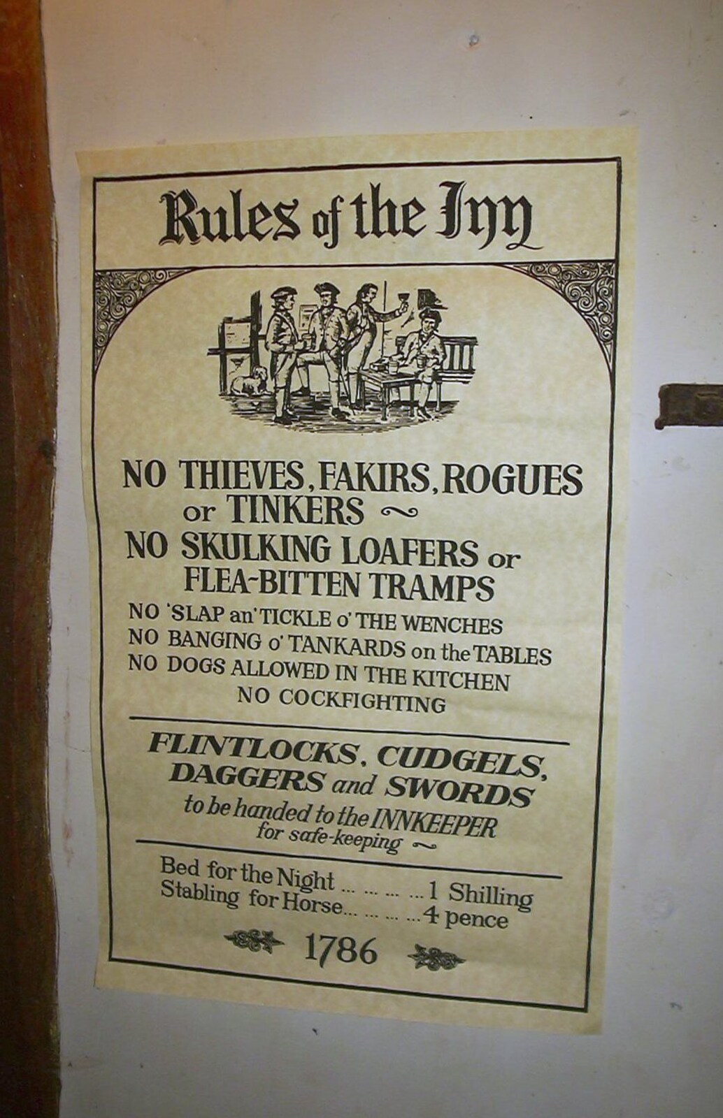 The rules of the pub, 1786 style from A BSCC Splinter Group Camping Trip, Shottisham, Suffolk - 13th August 2004