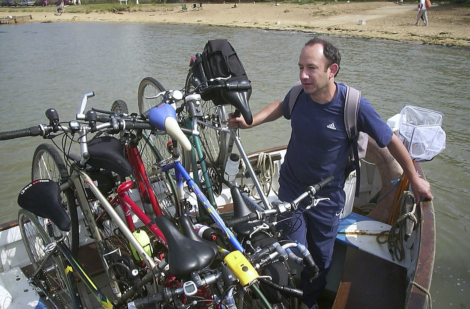 A BSCC Splinter Group Camping Trip, Shottisham, Suffolk - 13th August 2004: DH is stuck at the stern behind all the bikes