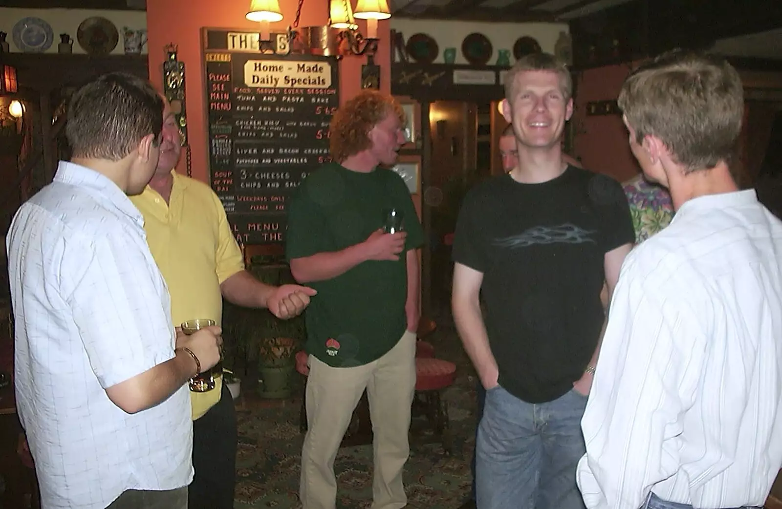 The boys start off in the Swan, from Paul's Stag Night, Brome, Scole and Bressingham - Friday 20th August 2004