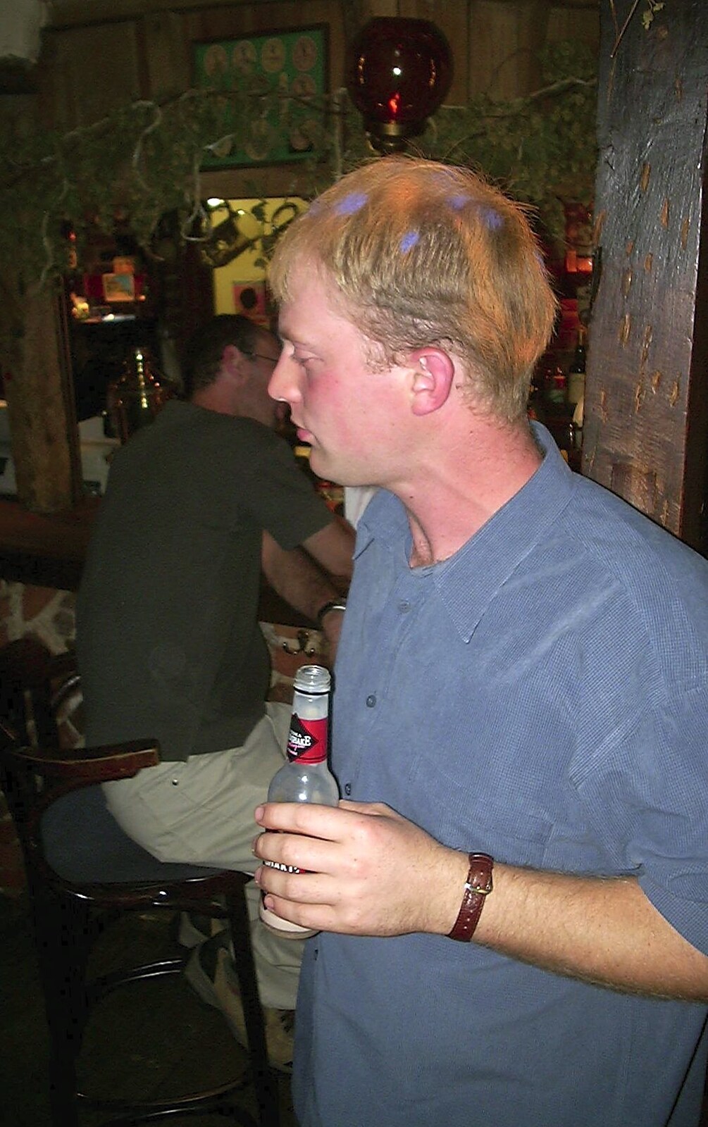 In the Scole Crossways, Paul drinks a Mudshake from Paul's Stag Night, Brome, Scole and Bressingham - Friday 20th August 2004