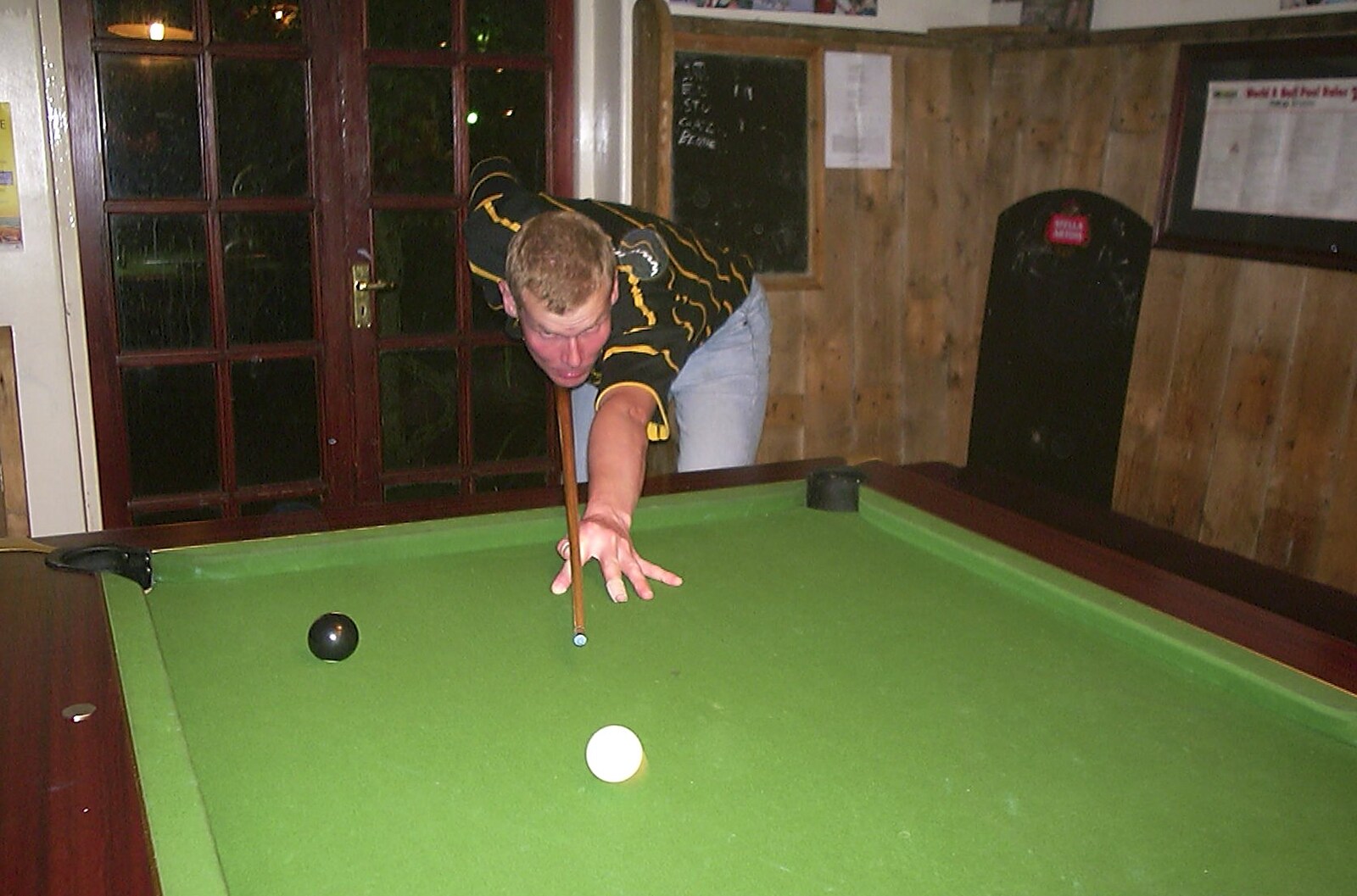Bill cues up from Paul's Stag Night, Brome, Scole and Bressingham - Friday 20th August 2004
