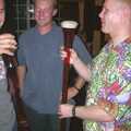 Mikey P considers a yard of ale, Paul's Stag Night, Brome, Scole and Bressingham - Friday 20th August 2004