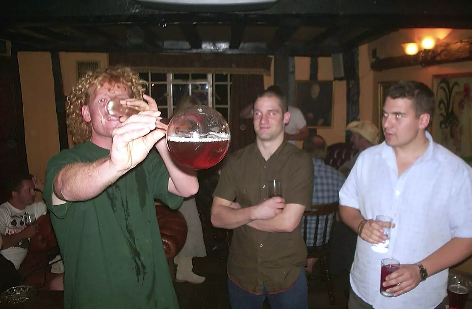 Wavy attempts the Yard, from Paul's Stag Night, Brome, Scole and Bressingham - Friday 20th August 2004