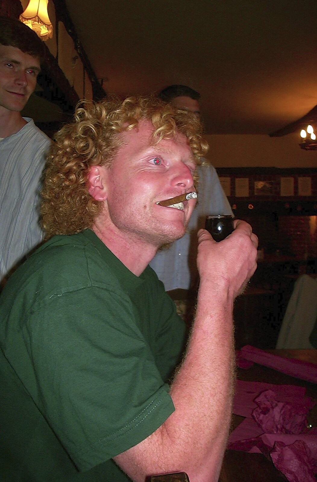 Wavy chomps on a cigar like a US Army general from Paul's Stag Night, Brome, Scole and Bressingham - Friday 20th August 2004