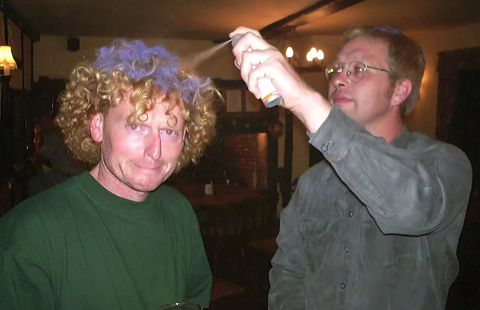 Wavy gets the hair treatment, from Paul's Stag Night, Brome, Scole and Bressingham - Friday 20th August 2004