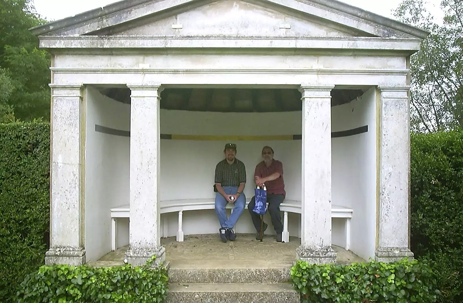 Dave and Robbie on a stone bench, from A Trip to Ickworth House, Horringer, Suffolk - 22nd August 2004