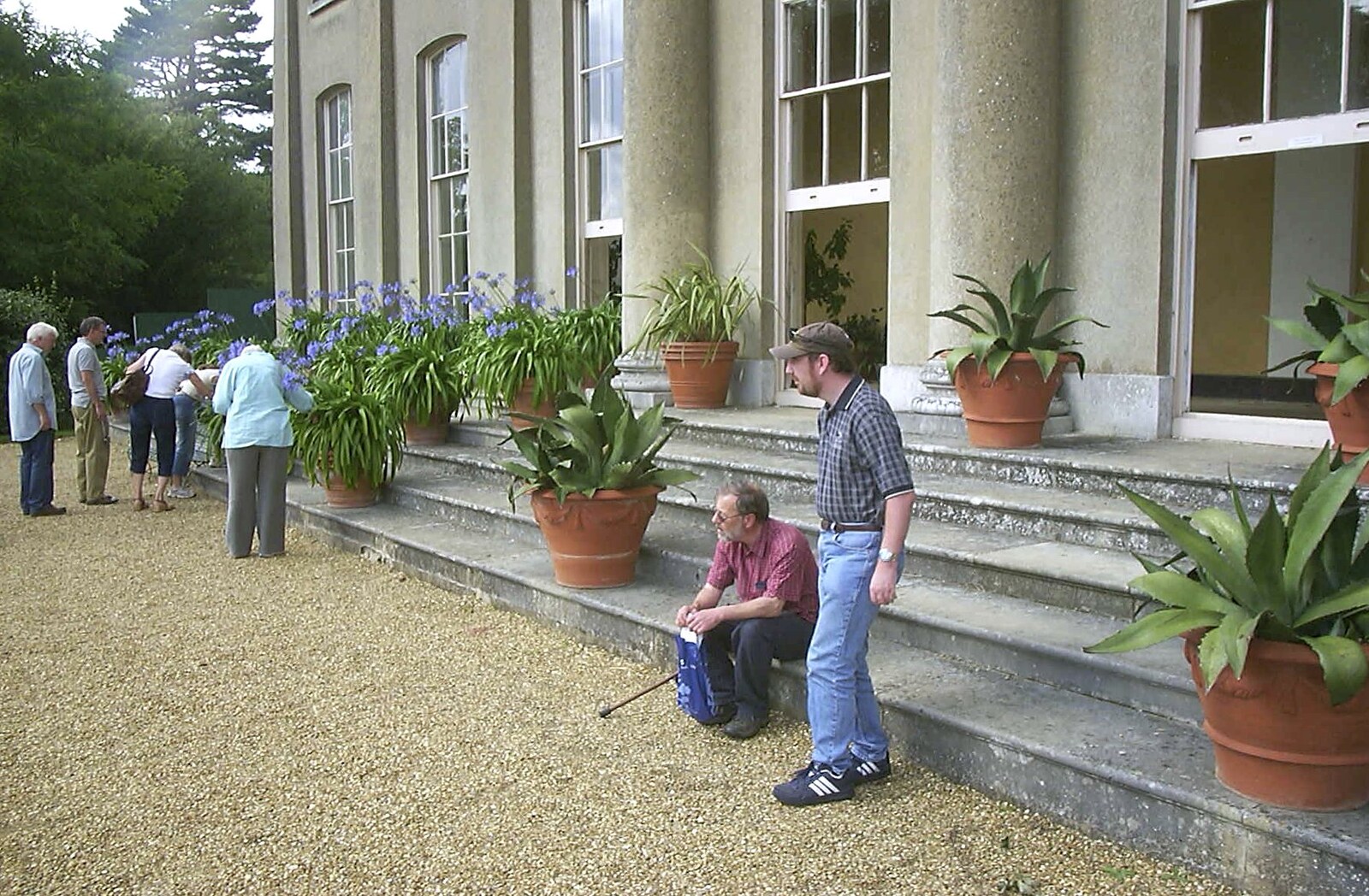 Sitting on the steps outside the Orangery from A Trip to Ickworth House, Horringer, Suffolk - 22nd August 2004