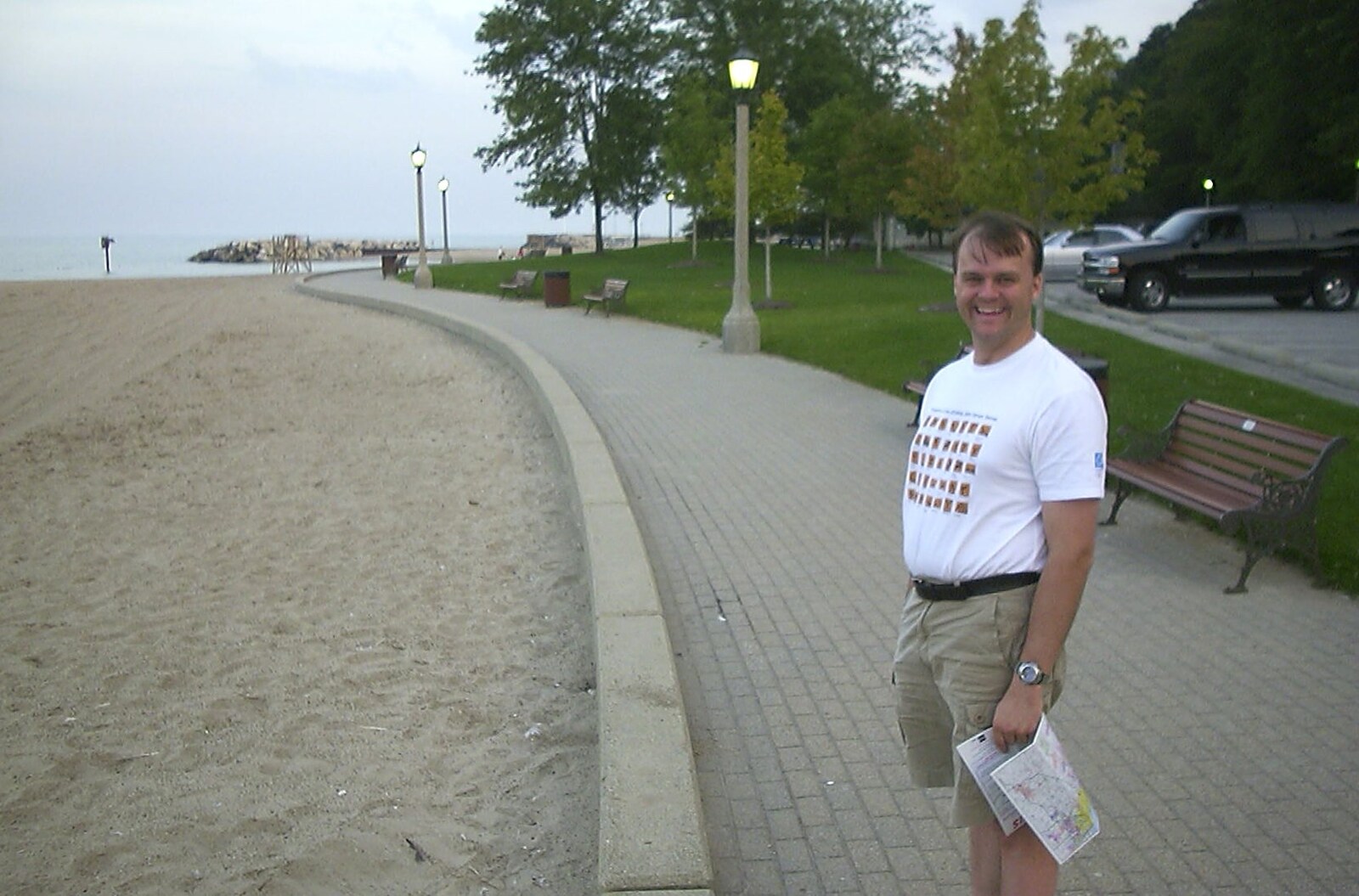 Nick on the 'beach' of Lake Michigan from A Trip to Libertyville, Illinois, USA - 31st August 2004