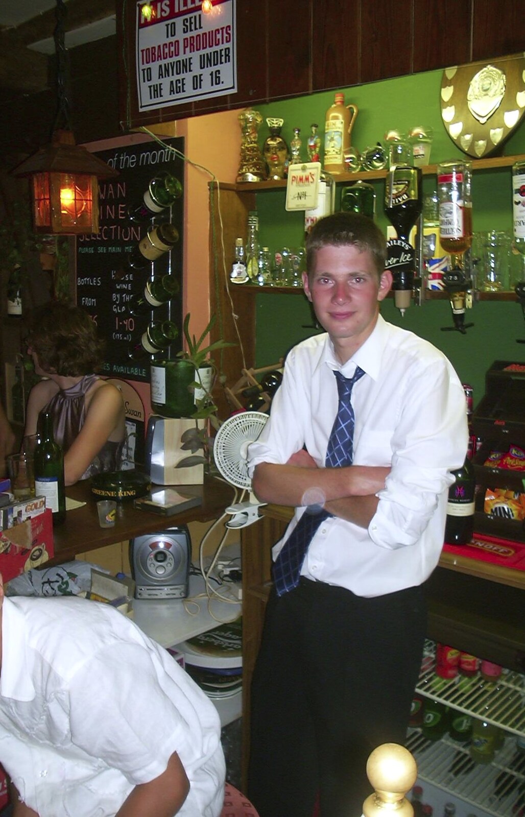 The Boy Phil's behind the bar from Claire and Paul's Wedding and The BBs, Thrandeston and Brome, Suffolk - 4th September 2004
