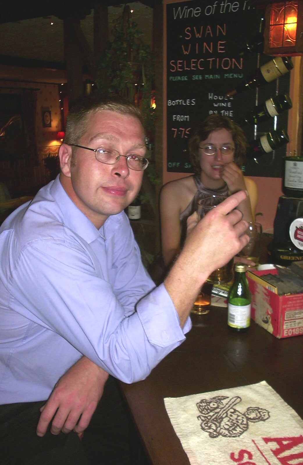 Marc at the bar from Claire and Paul's Wedding and The BBs, Thrandeston and Brome, Suffolk - 4th September 2004