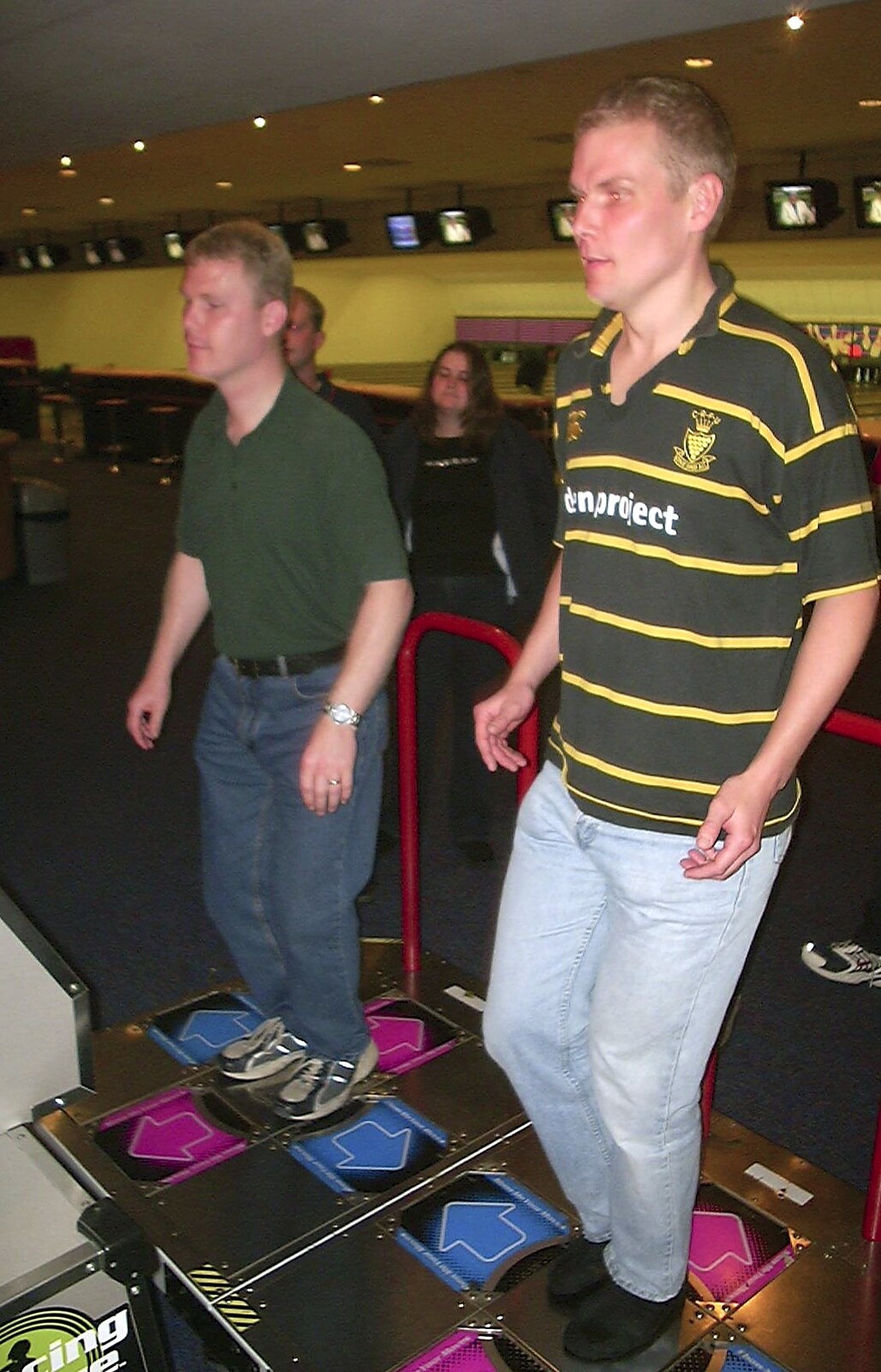 BSCC Bike Rides and Ten-Pin Bowling, Thornham and Norwich - 18th September 2004: Mikey and Bill do the dancing game
