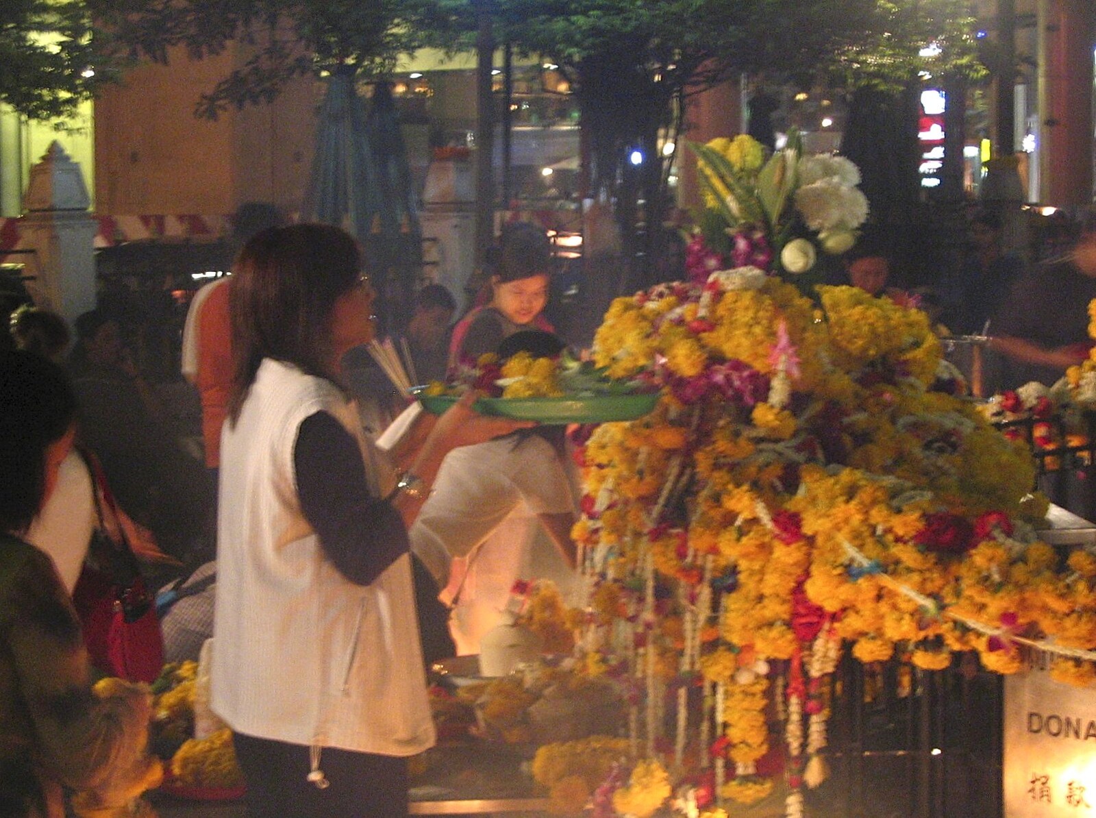 An offering of fruit and flowers to the god from A Working Trip to Bangkok, Thailand - 2nd October 2004