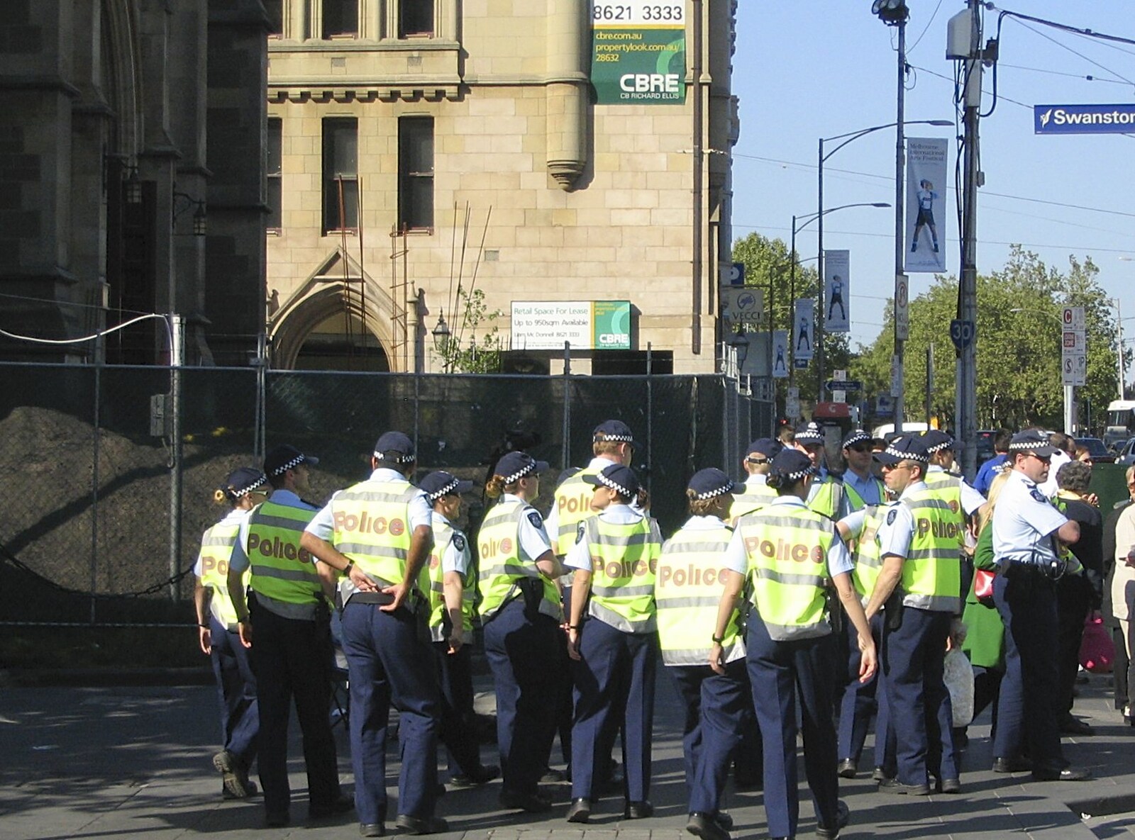 There's some police action on Swanston Street from A Couple of Days in Melbourne, Victoria, Australia - 5th October 2004