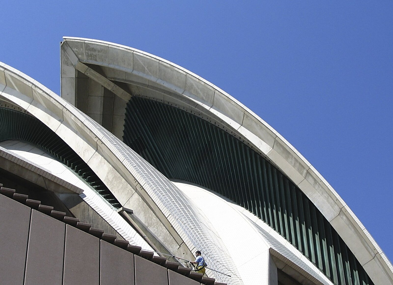 Someone is cleaning the Opera House roof from Sydney, New South Wales, Australia - 10th October 2004