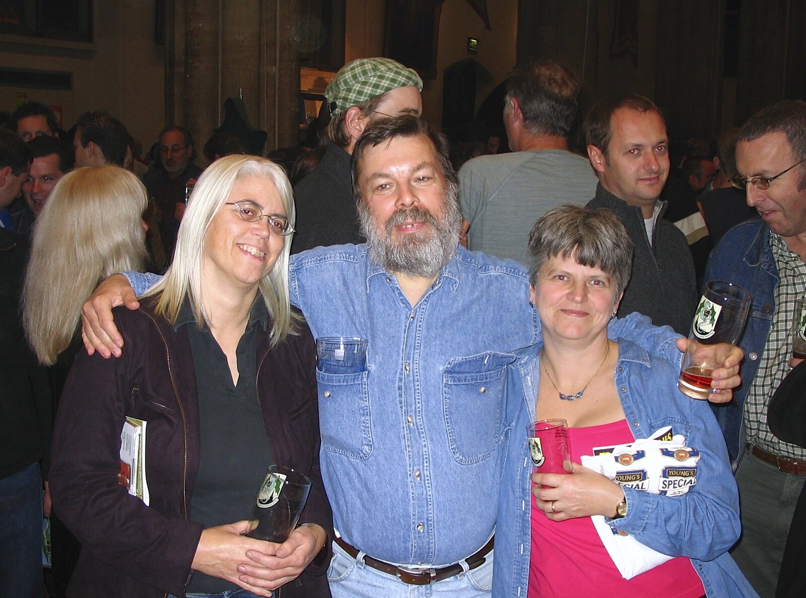 Carol, Benny and Gloria from The Norfolk and Norwich Beer Festival, St. Andrew's Hall, Norwich - 27th October 2004