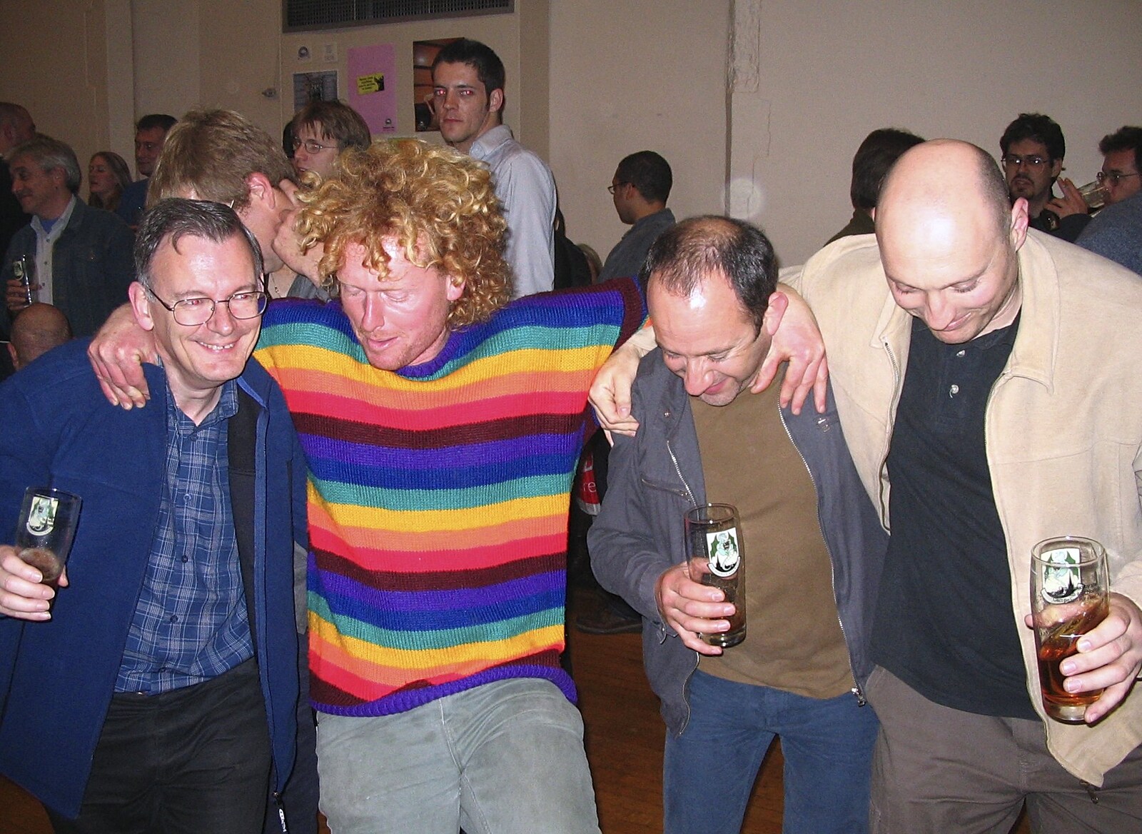 Ping-pong Peter, Wavy, DH and Gov do the hokey cokey from The Norfolk and Norwich Beer Festival, St. Andrew's Hall, Norwich - 27th October 2004