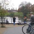 Some dude reads a newspaper by the Mere, Feeding the Ducks, a Diss and Norwich Miscellany - 7th November 2004