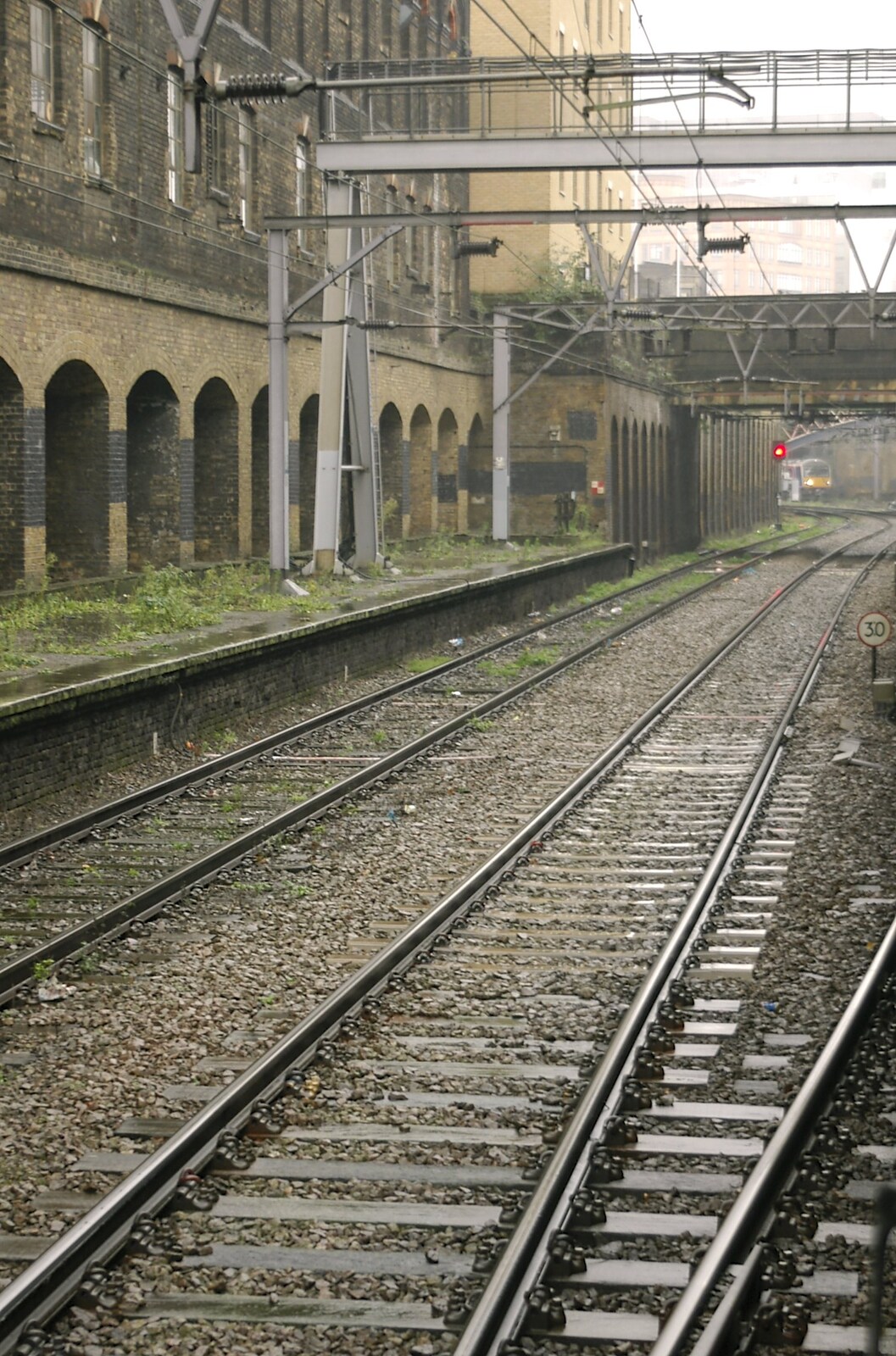 The gloomy rail tracks leading to Liverpool Street from London in the Rain - 18th November 2004