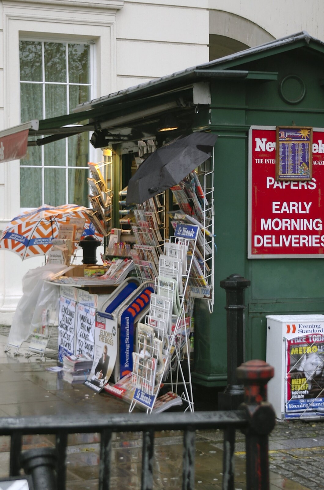A newspaper kiosk from London in the Rain - 18th November 2004