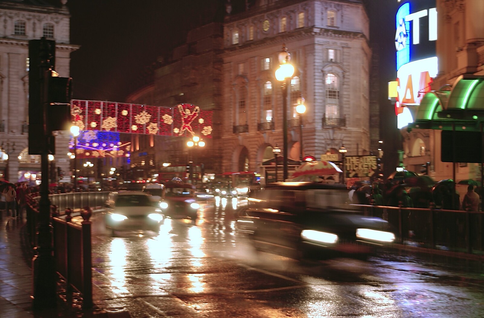 Looking back at Picadilly Circus from London in the Rain - 18th November 2004