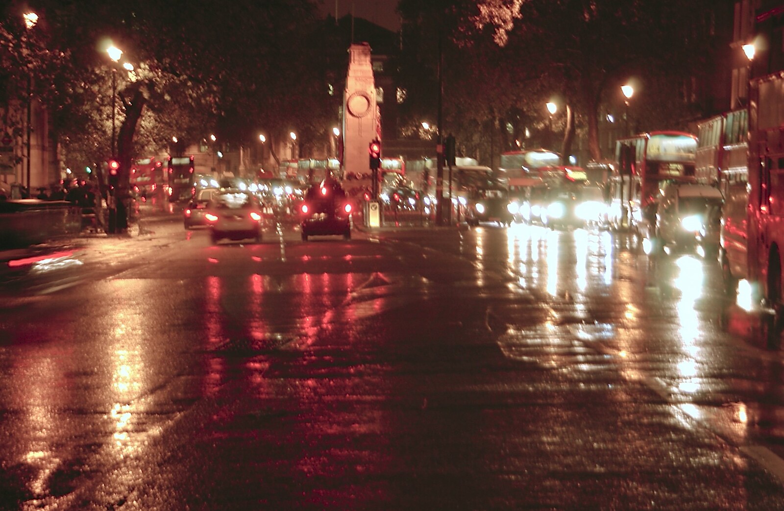 Looking up Whitehall to the Cenotaph from London in the Rain - 18th November 2004