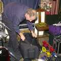 Henry packs away his kit, The BBs' Last-Ever Gig at The Cider Shed, Banham, Norfolk - 19th November 2004