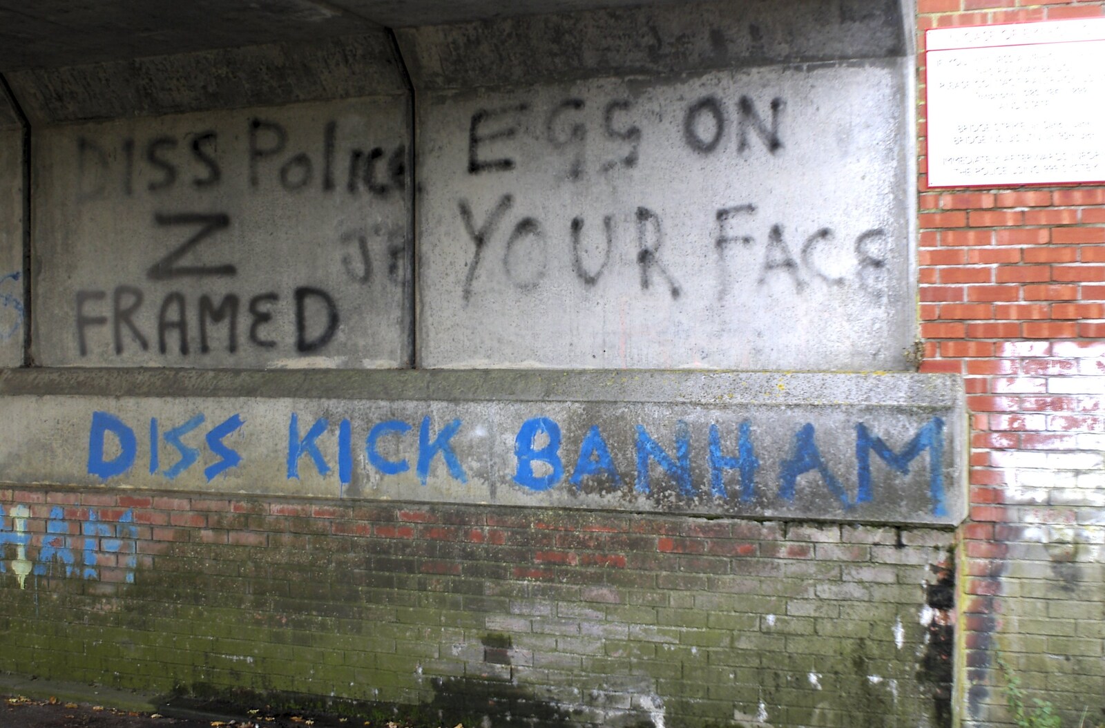 Under-the-railway-bridge graffiti from Random Scenes of Diss, Norfolk - 20th November 2004