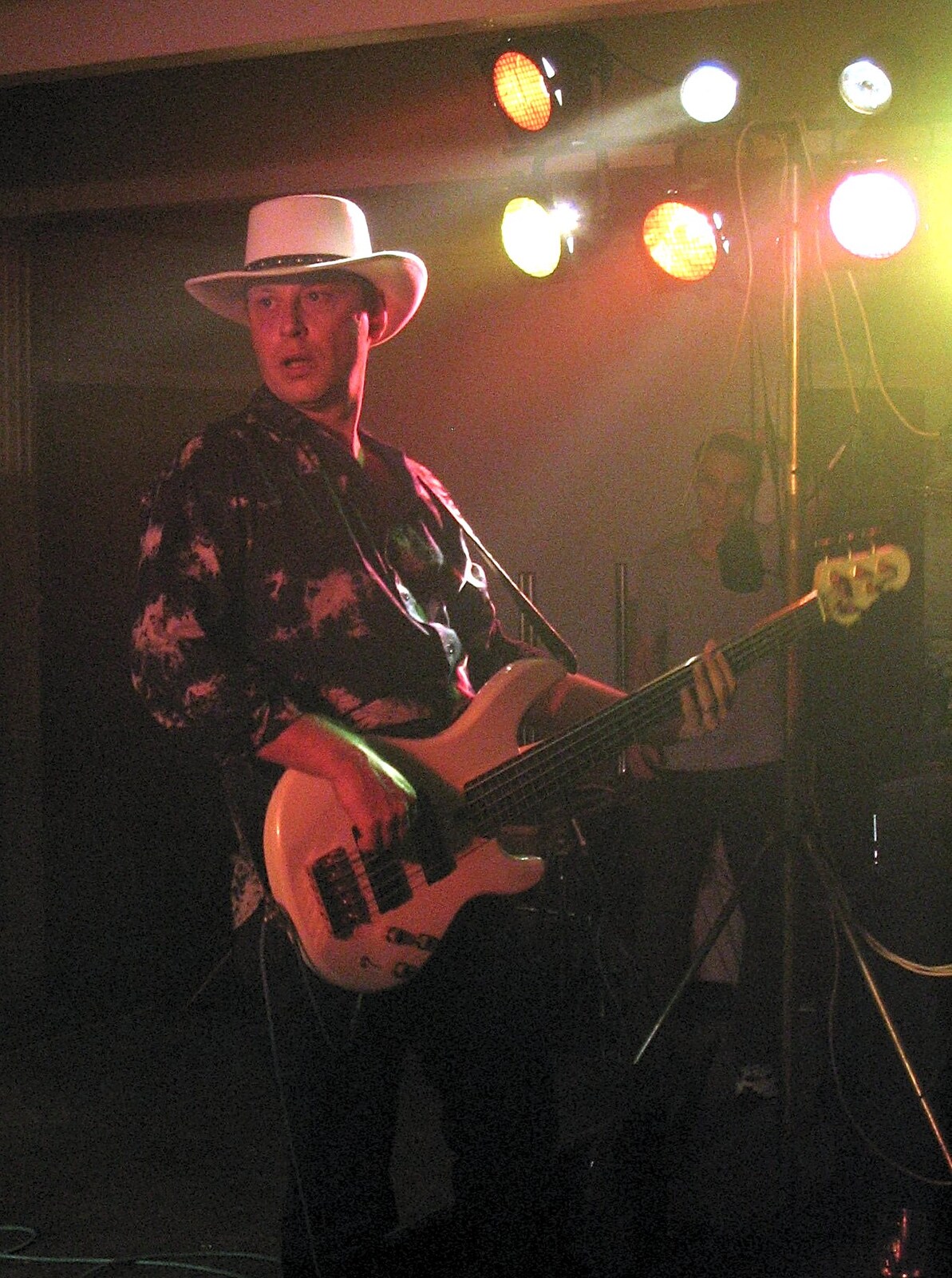 A bass guitar and lights from A CISU Blues Festival at the SCC Social Club, Ipswich, Suffolk - 27th November 2004
