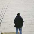 A fisherman looks out to sea, A Trip to East Lane, Bawdsey, Suffolk - 28th November 2004