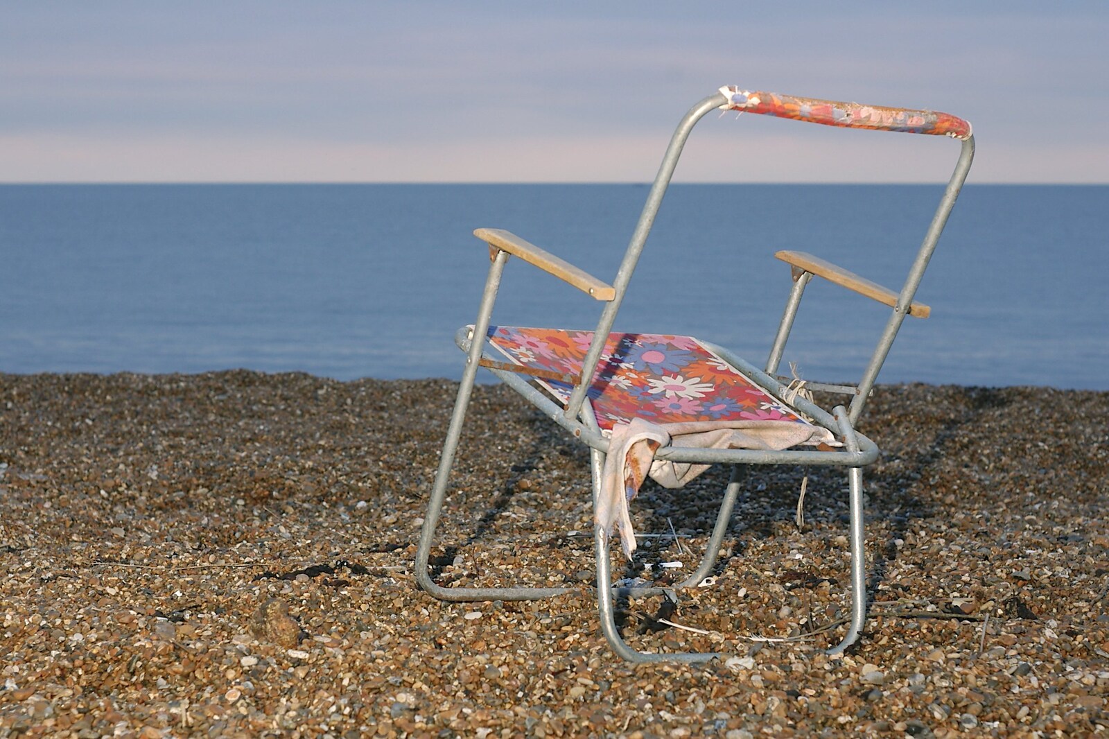A fold-up chair waits for summer to return from A Trip to East Lane, Bawdsey, Suffolk - 28th November 2004