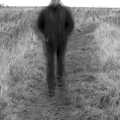 The ghost of DH roams along the footpath, A Trip to East Lane, Bawdsey, Suffolk - 28th November 2004