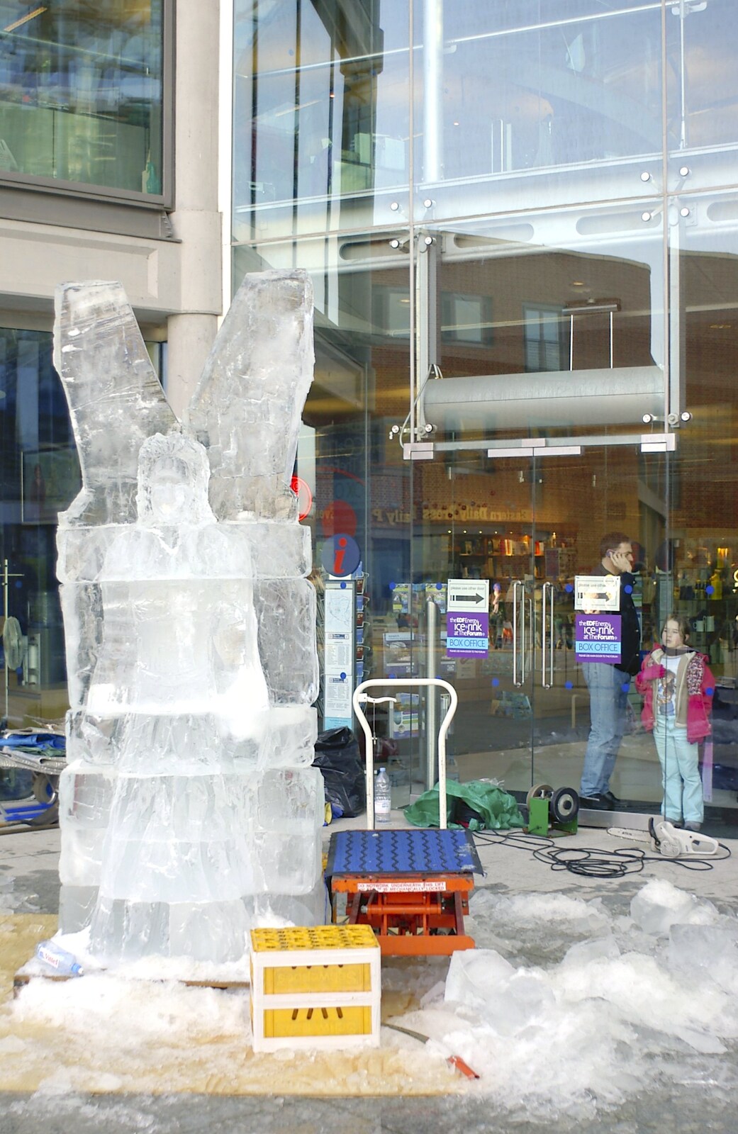 There's an ice sculpture outside The Forum from Christmas Shopping and a Carol Service, Norwich and Thrandeston - 19th December 2004