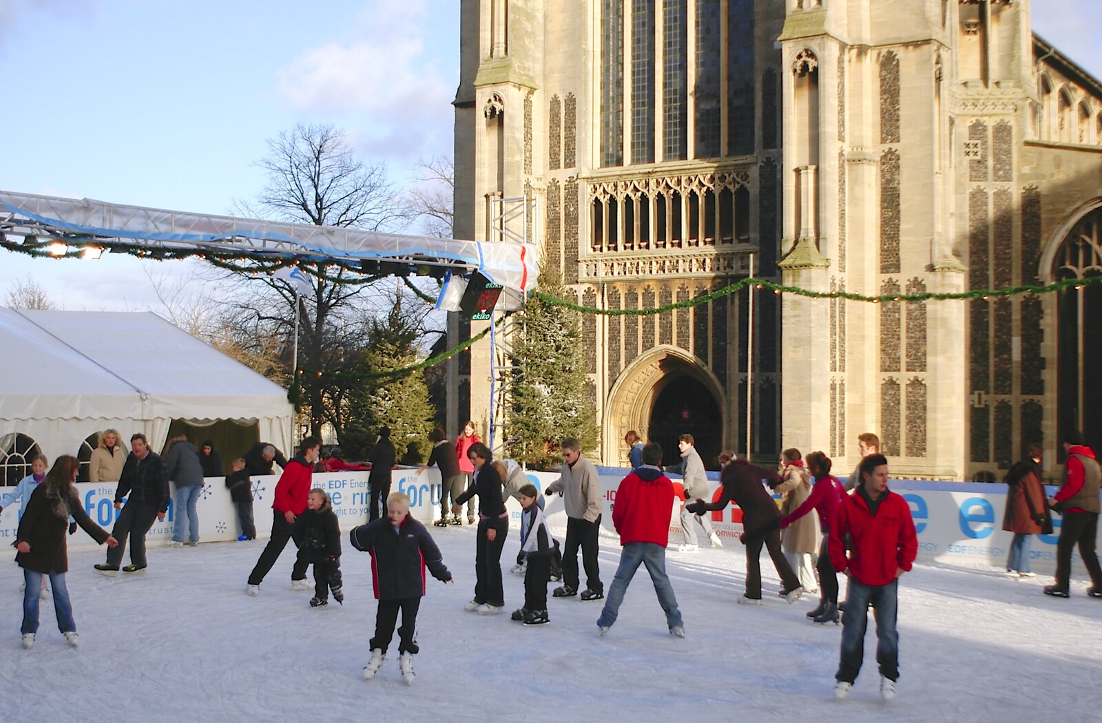 Skaters outside St. Peter Mancroft from Christmas Shopping and a Carol Service, Norwich and Thrandeston - 19th December 2004