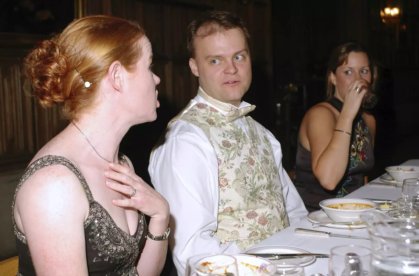 Nick's Paisley waistcoat, from Qualcomm Cambridge's Christmas Do, King's College, Cambridge - 22nd December 2004