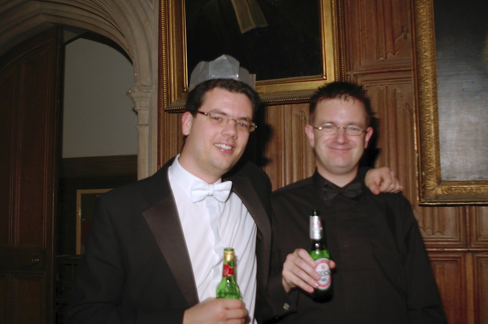 Dave and Nosher from Qualcomm Cambridge's Christmas Do, King's College, Cambridge - 22nd December 2004