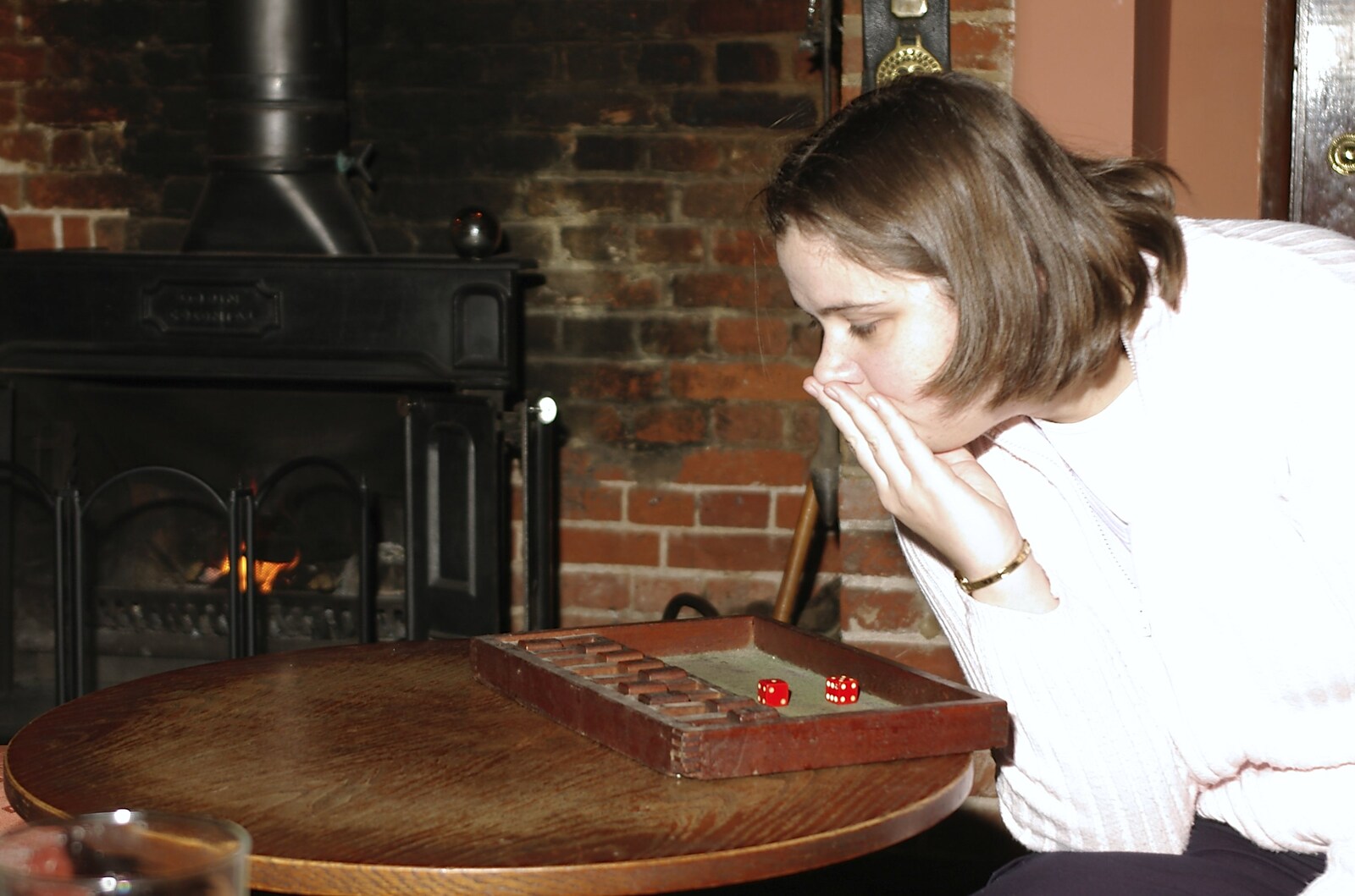 Christmas Day at the Brome Swan, Brome, Suffolk - 25th December 2004: Claire ponders her dice throw