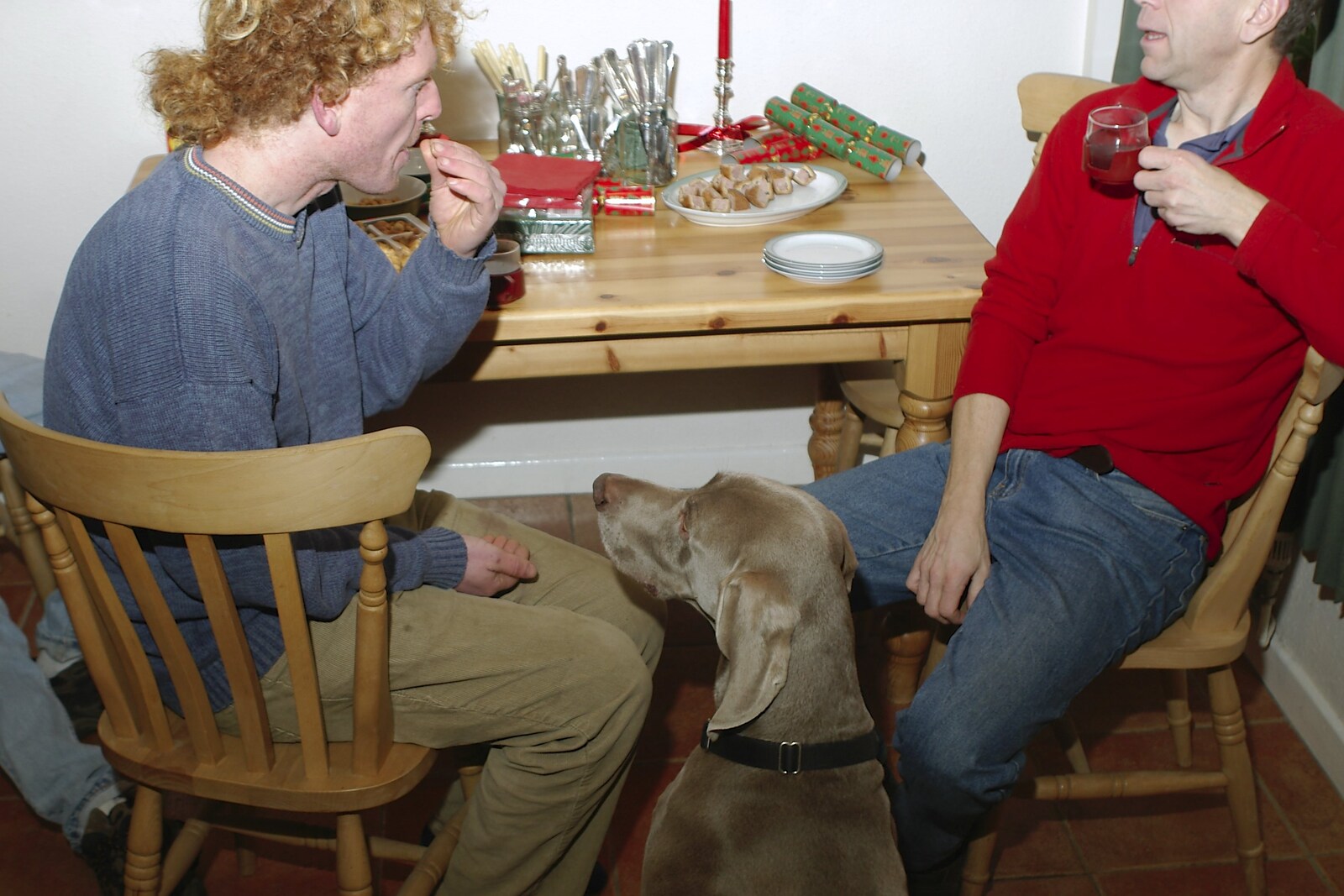 Boxing Day Rambles, Hoxne and Oakley, Suffolk - 26th December 2004: The dog lurks, waiting for dropped food