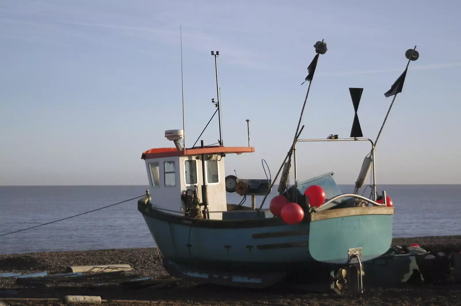 A fishing boat on the beach, from A Day with Sis, Matt and the Old Man, Saxmundham, Suffolk - 28th December 2004