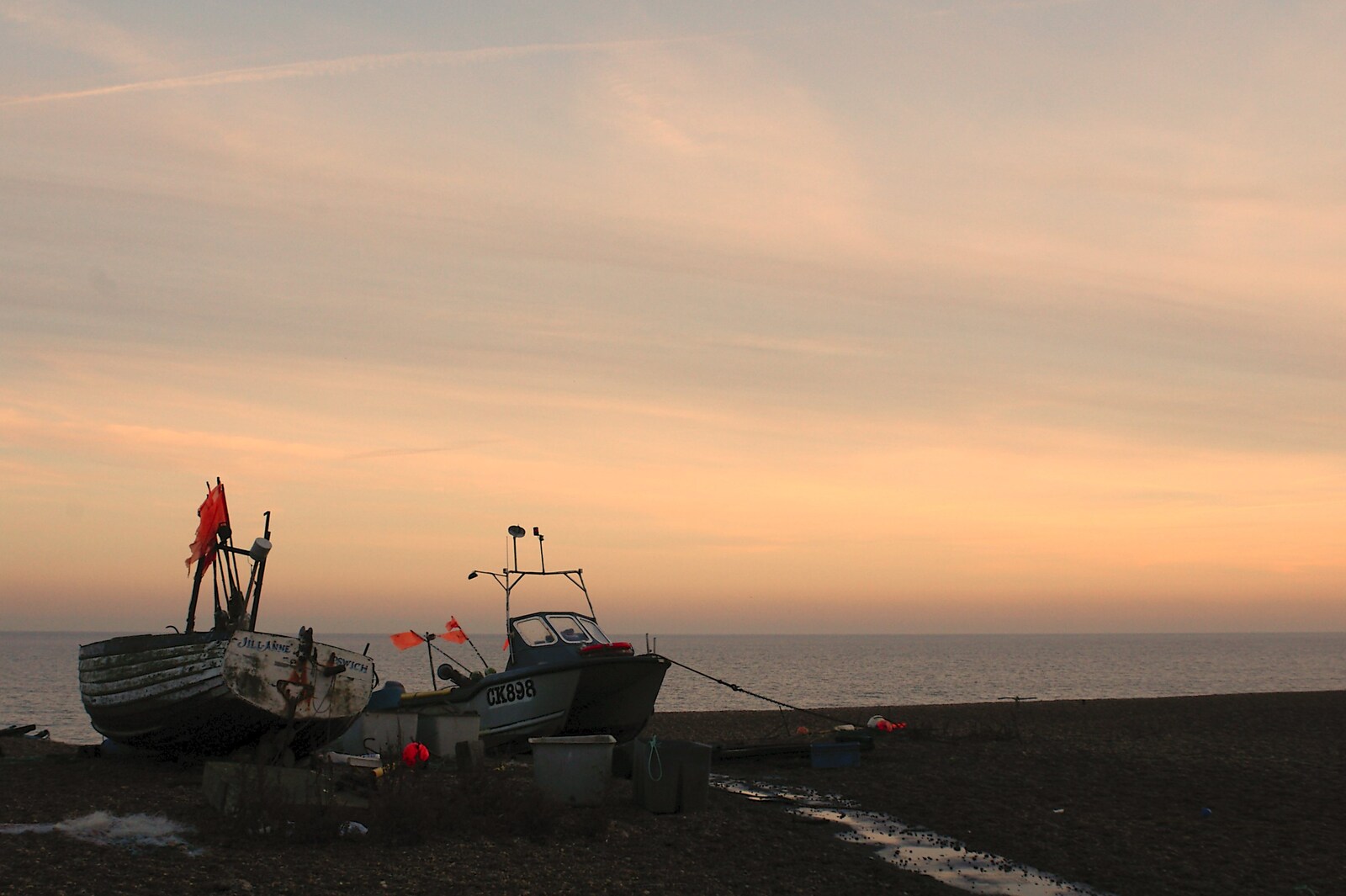 Fishing boats in the sunset from A Day with Sis, Matt and the Old Man, Saxmundham, Suffolk - 28th December 2004