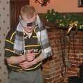 Bill roams around blind-folded, New Year's Eve at The Swan Inn, Brome, Suffolk - 31st December 2004