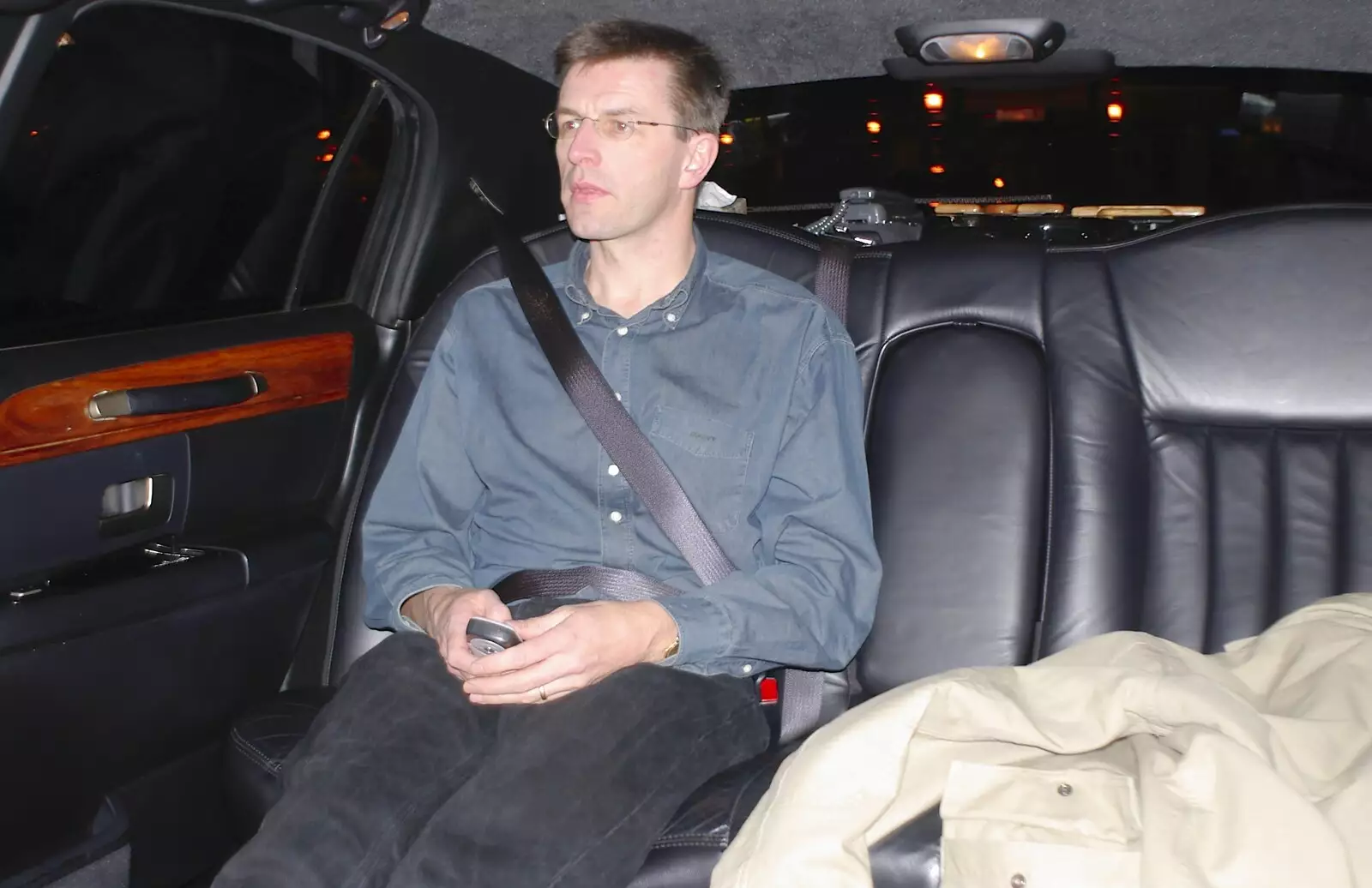 John Scott in the back of a stretch limo, from A Trip to San Diego, California, USA - 11th January 2005